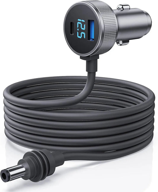 Starlink Mini Car Charger with LED voltage display, IP68 waterproof DC power cable for RV, truck, and yacht use, 5m length.