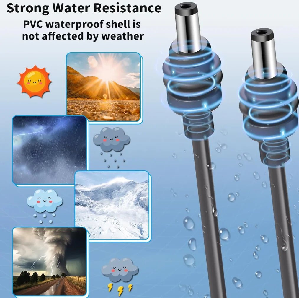 Starlink 18AWG pure copper waterproof DC power cable, 5 meters, male to male, weather-resistant, plug and play replacement line.