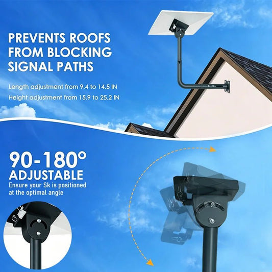 Starlink Gen 3 standard dish telescopic elbow support bracket for wall or roof mount, heavy-duty outdoor pipe adapter, adjustable.