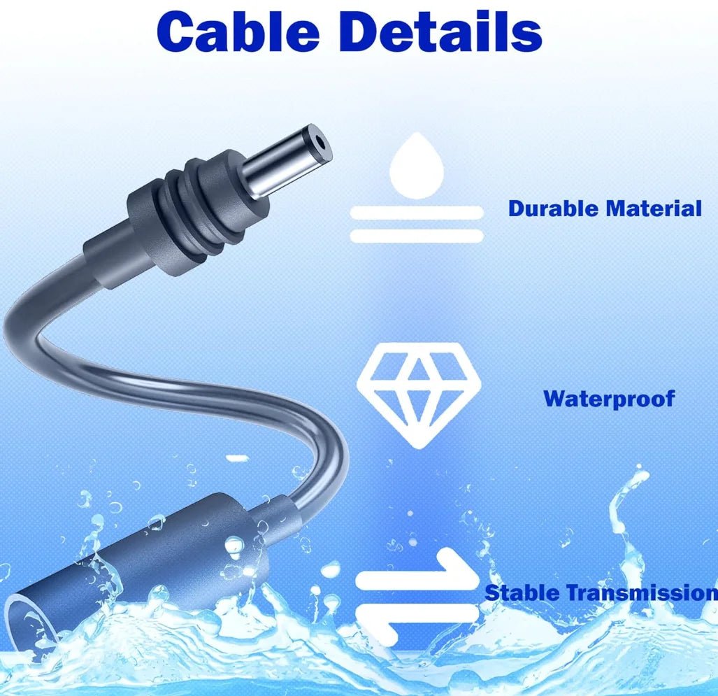 Weatherproof DC power extension cord for Starlink, male to female, heavy-duty, flexible outer shell, durable replacement by Guangzhou Chuangze.