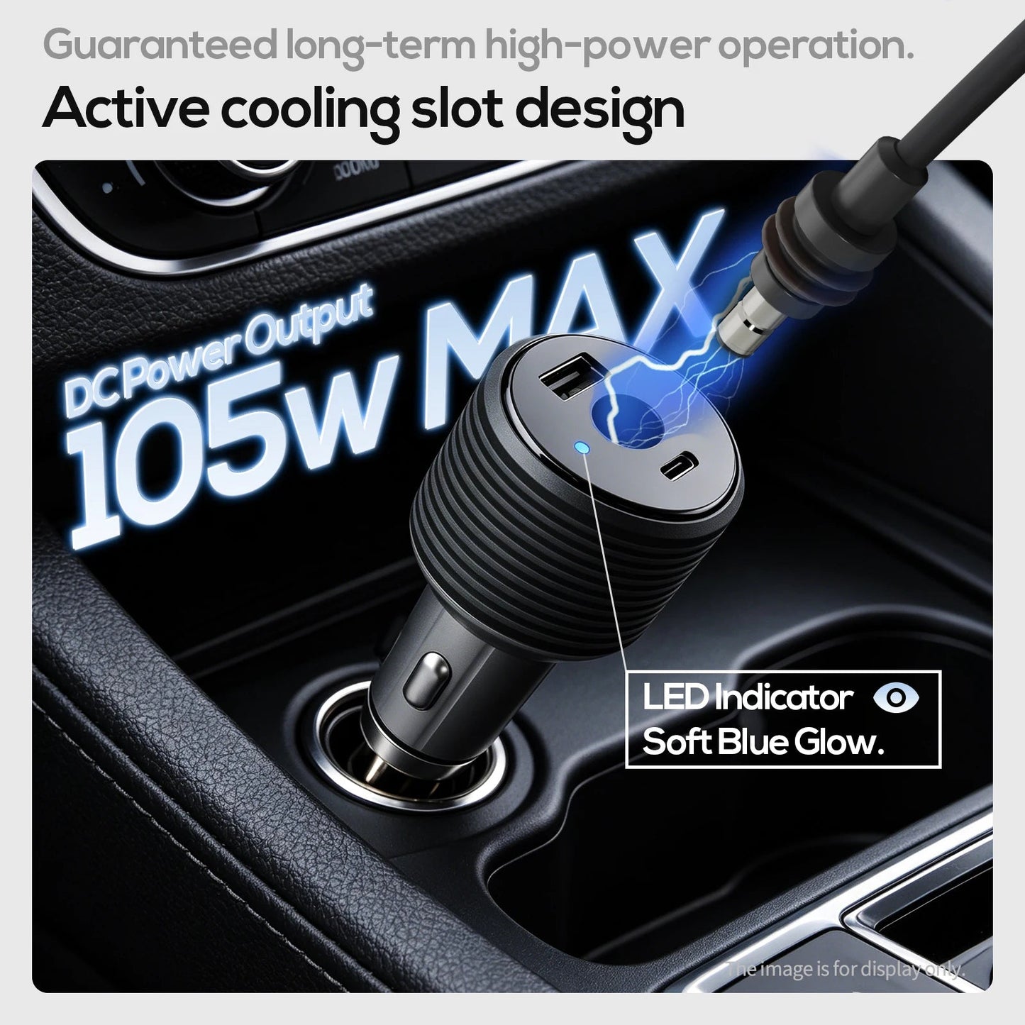 Starlink 3-in-1 car charger for Mini 105W with DC, USB-C, and USB-A ports, suitable for RV, truck, yacht, and outdoor camping.