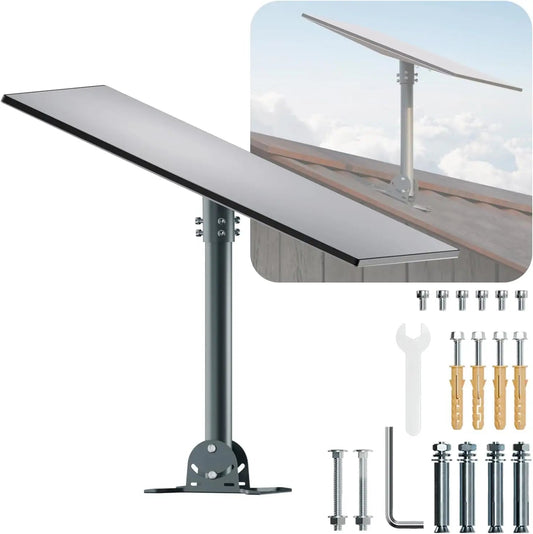 Starlink Gen 3 roof mount kit with metal alloy base, pipe adapter, and adjustable angle for secure satellite dish installation.