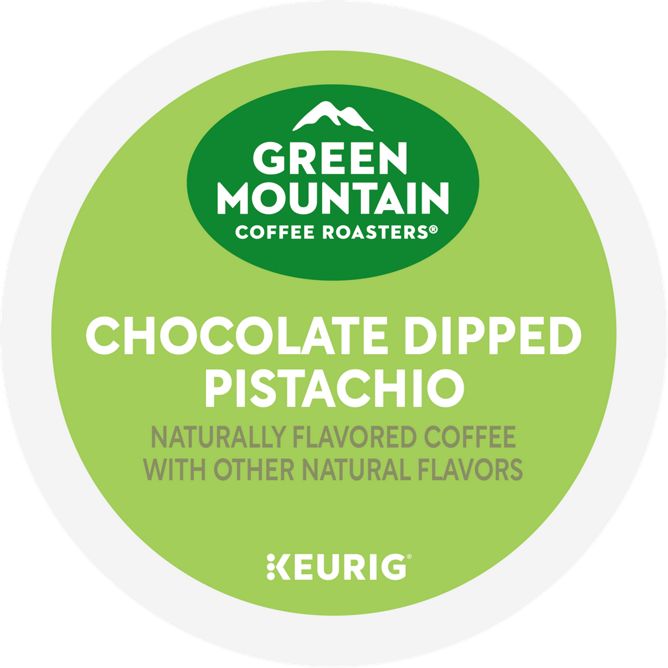Green Mountain Chocolate Dipped Pistachio K-cups by KupofK Coffee, coffee pods with chocolate and pistachio flavor.