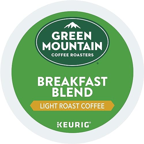 Green Mountain Breakfast Blend coffee Keurig K-cups by KupofK Coffee, 24-count pack with green packaging and coffee pods.