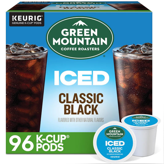 Green Mountain Brew Over Ice Classic Black K-cups by KupofK Coffee, single-serve coffee pods in a box of 24.