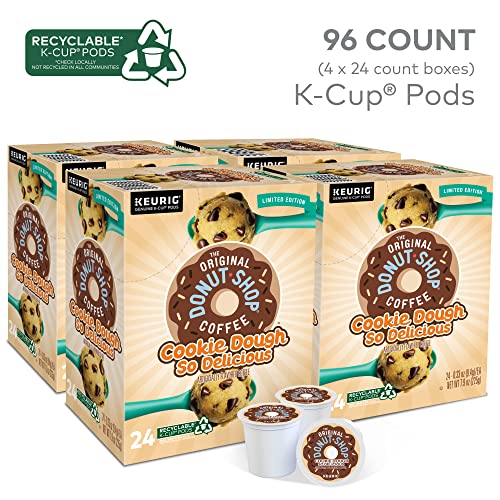 KupofK Coffee The Original Donut Shop Cookie Dough K-cups for coffee brewing, featuring a box of 24 K-cups with cookie dough flavor.