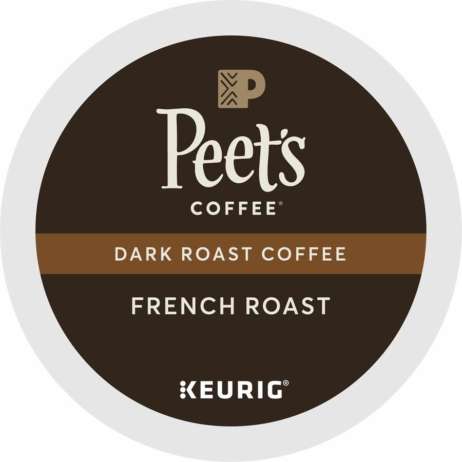 KupofK Coffee French Roast K-cups, dark roasted coffee pods in a bulk box, ideal for strong, rich flavor brewing.