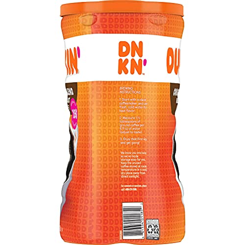 KupofK Coffee Dunkin Original Blend Ground Coffee Medium Roast in 45oz bag, fresh coffee beans for brewing at home.