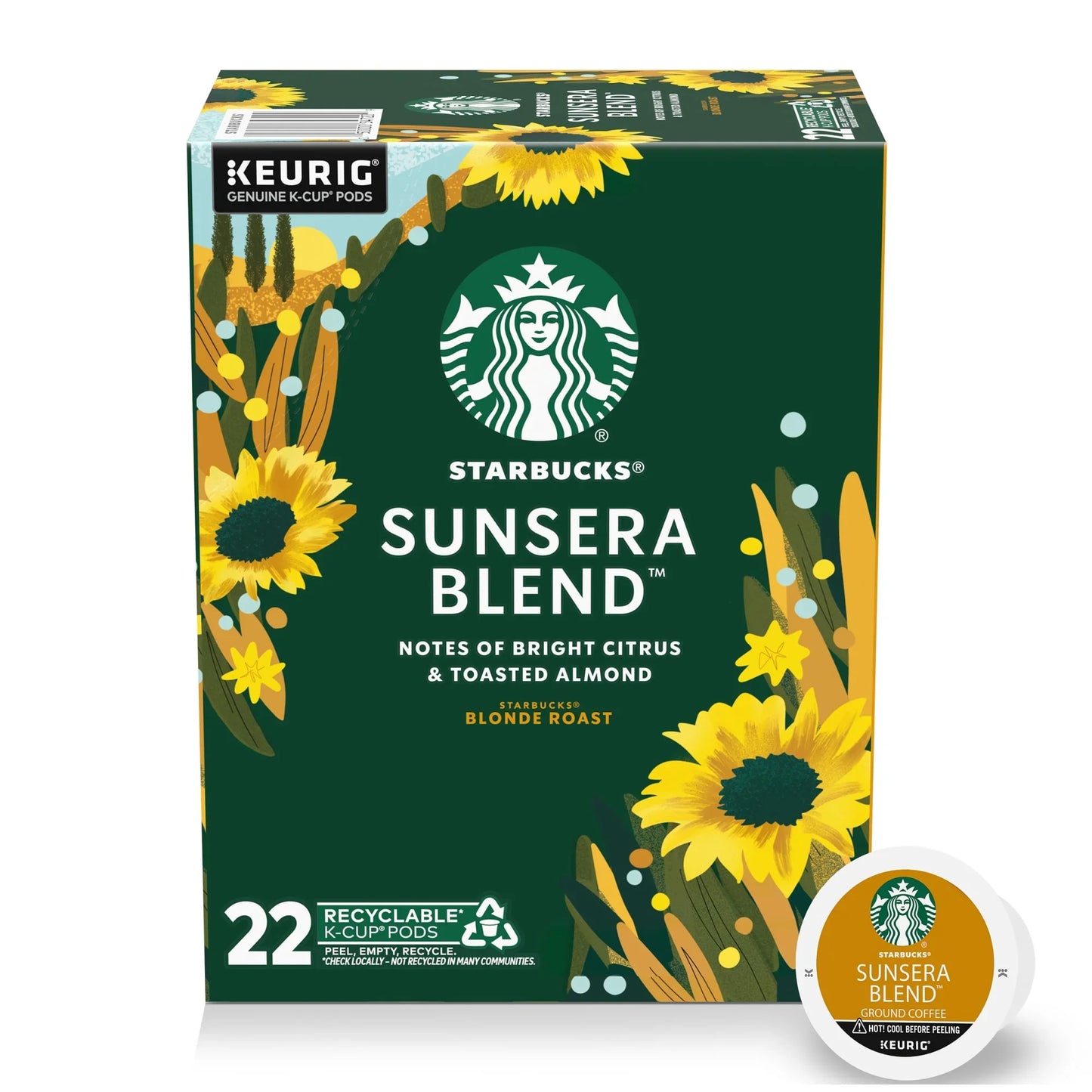 KupofK Coffee Starbucks Sunsera Blend K-cups for coffee brewing, featuring rich, aromatic coffee pods in a clear view.