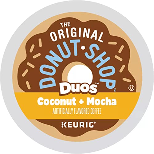 KupofK Coffee The Original Donut Shop Coconut & Mocha Duos K-cups for coffee brewing, featuring coconut and mocha flavored coffee pods.