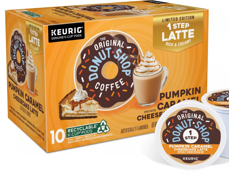 KupofK Coffee The Original Donut Shop Pumpkin Caramel Cheesecake Latte K-cups for Keurig brewers, coffee pods with seasonal flavor