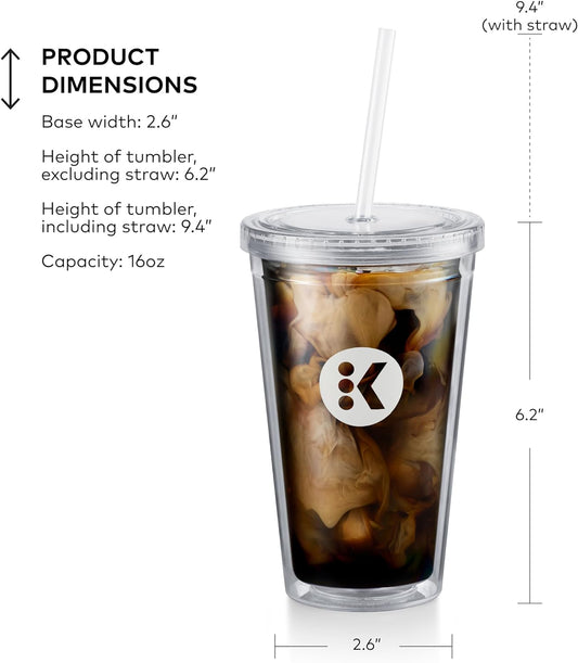 KupofK Coffee Keurig Iced Tumbler, 16oz capacity, durable stainless steel, designed for cold beverages and K-cup compatible.