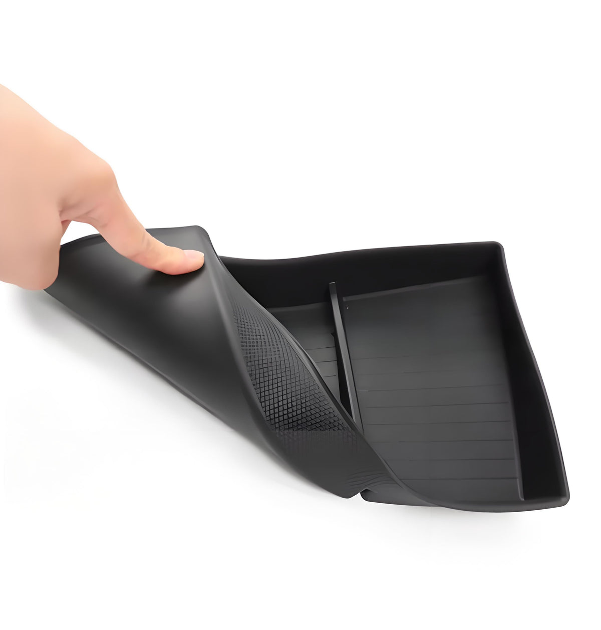 Tesla Model Y lower center console storage organizer by Tesery, fits 2026+ Juniper & Model YL, keeps interior tidy.