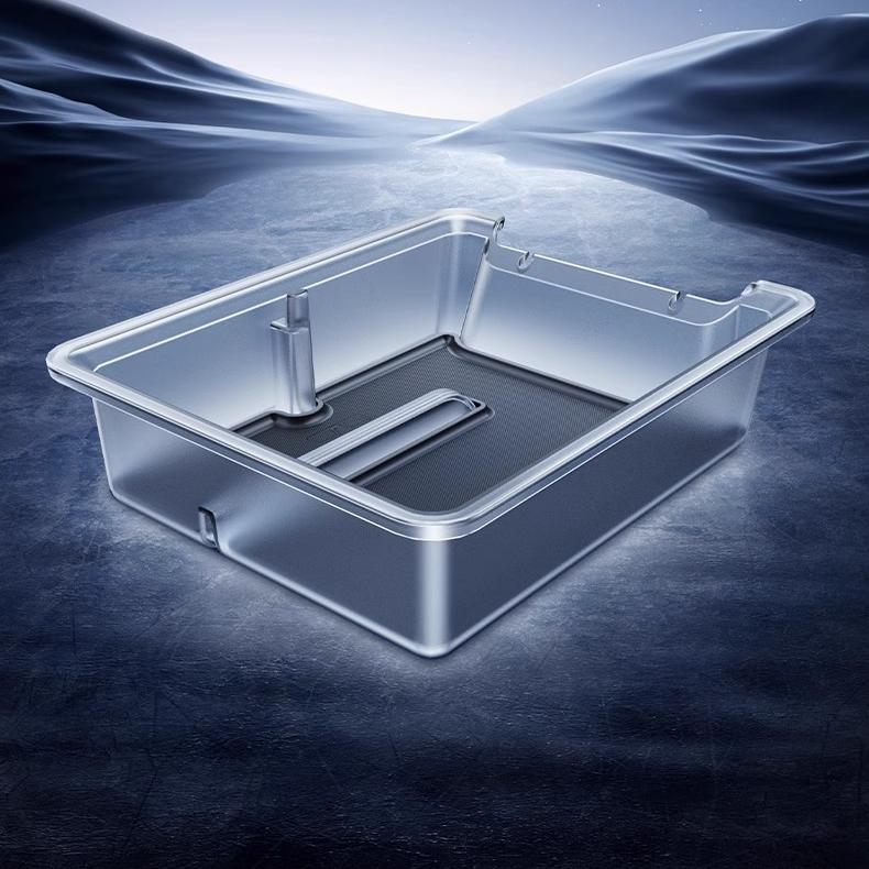 Luminous center console storage organizer for Tesla Model Y Juniper and Model 3 Highland, 2-piece set by Tesery.