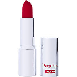 Maison Demusk Pupa Milano Petalips Soft Matt Lipstick in shade #015 Dahlia Petal, showing the lipstick tube and color swatch.