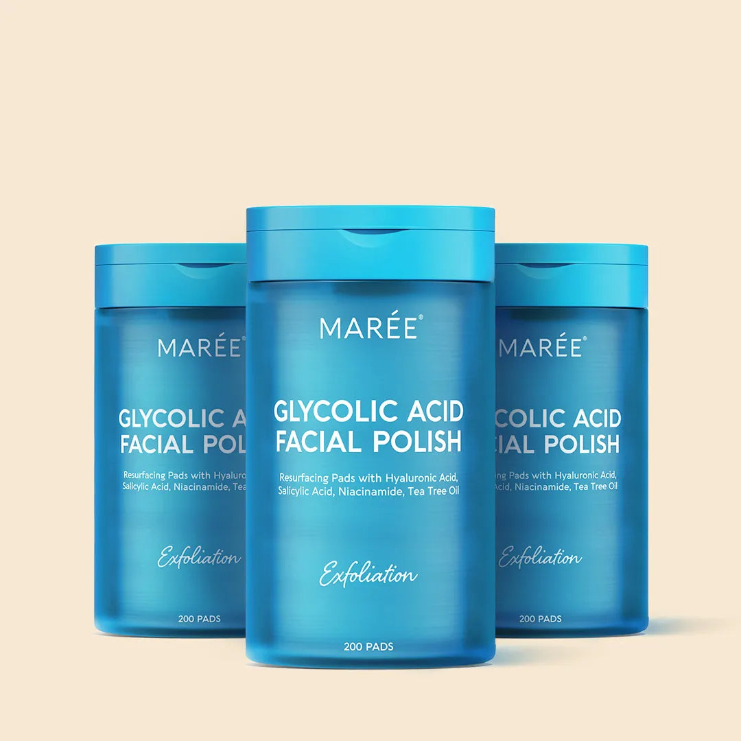 Maree Glycolic Acid Pads 200 pcs in a white jar for exfoliating and skin renewal.