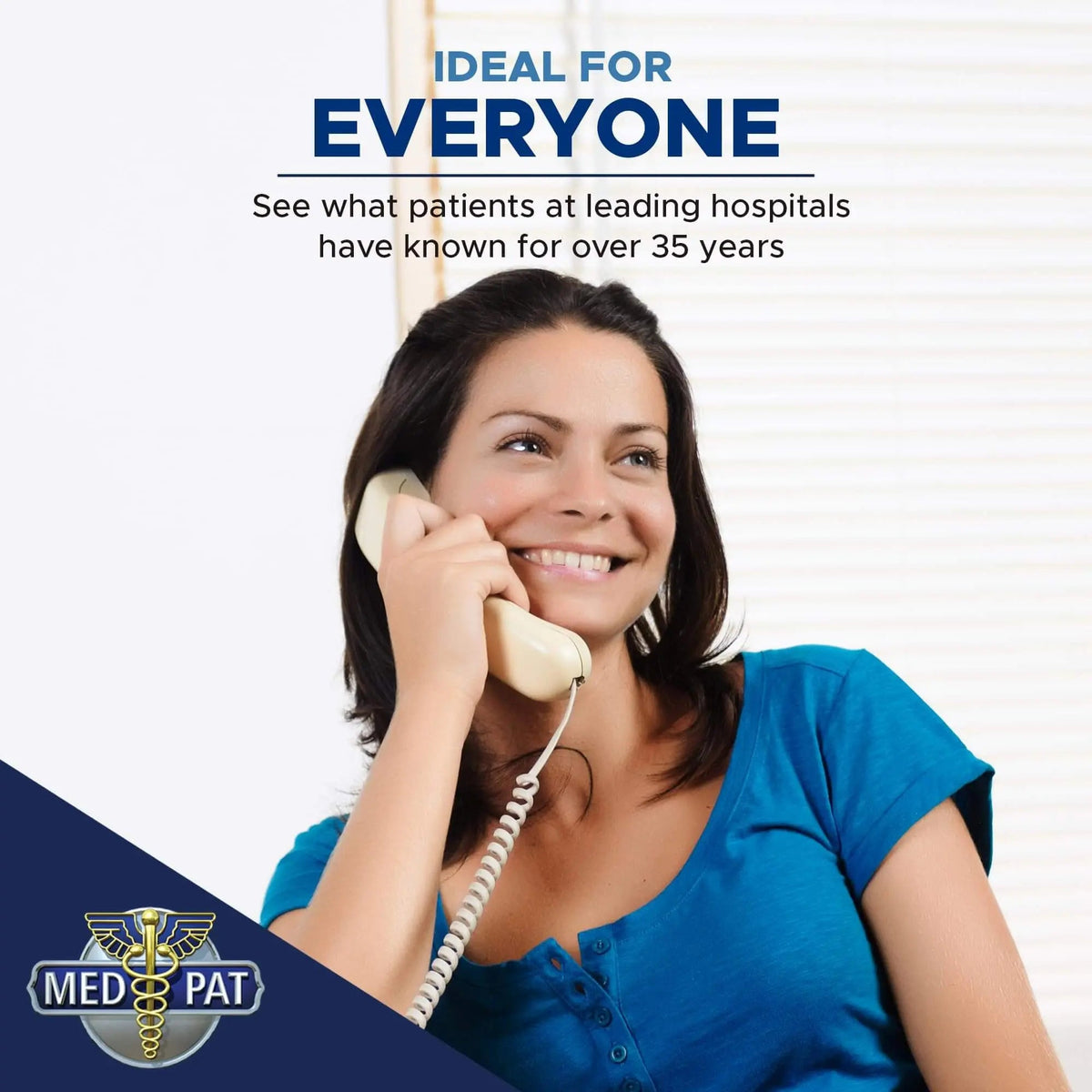 Med-Pat D2600C Retro Corded Desk Phone in beige with volume boost and hearing aid support, ideal for office landline communication.