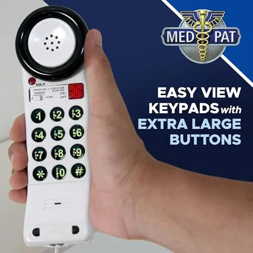 Pack of 10 MedPat Solutions XL88Q landline phones with extra-loud volume, visual ring, water resistance, and hearing aid compatibility.