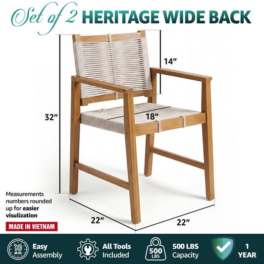Heritage Wide Outdoor Armchair by Megsu featuring a sturdy frame and comfortable cushion for outdoor lounging and relaxation.