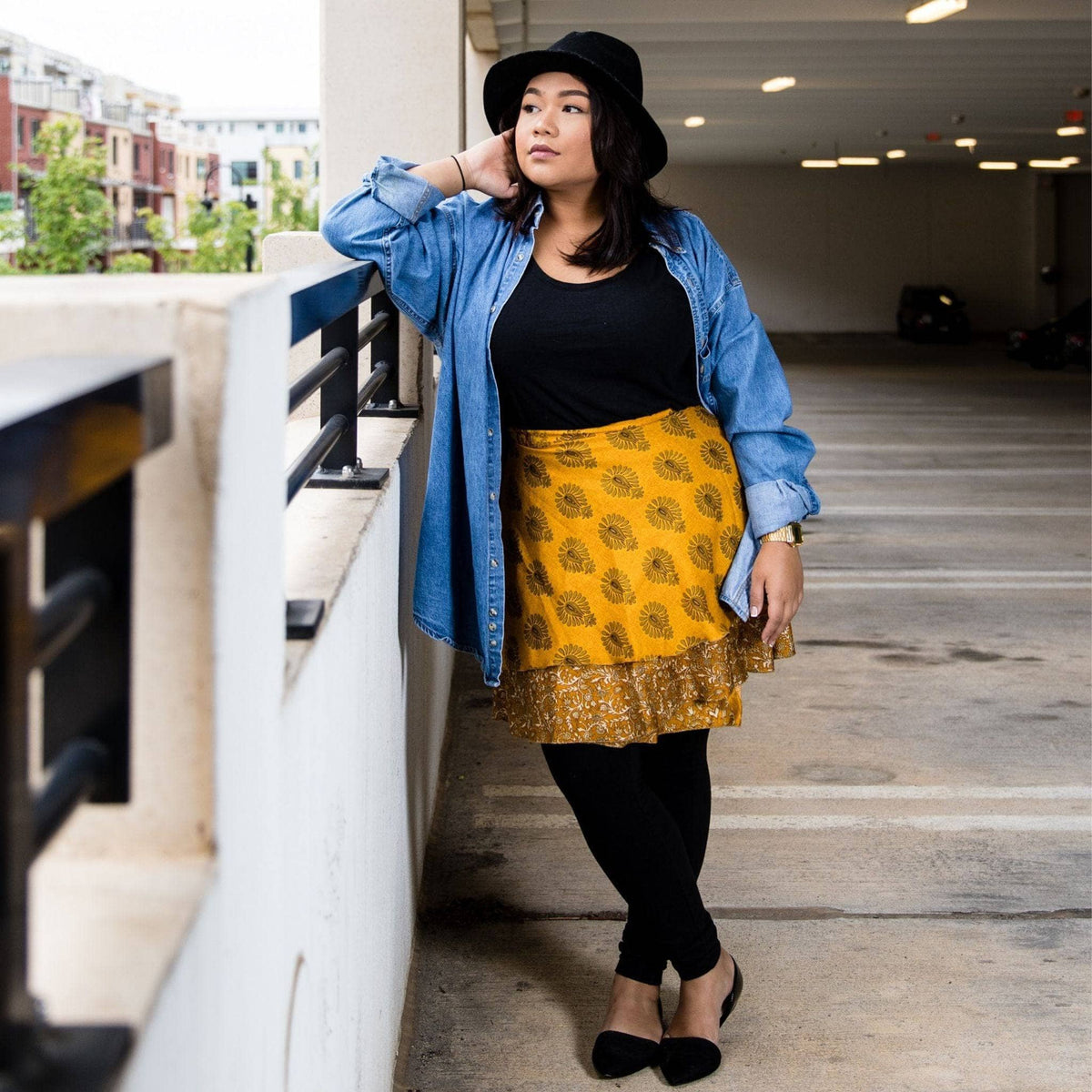 Knee-length mini sari wrap skirt by Darn Good Yarn featuring eco-friendly yarn, crochet knit, boho style, plus size women's clothing