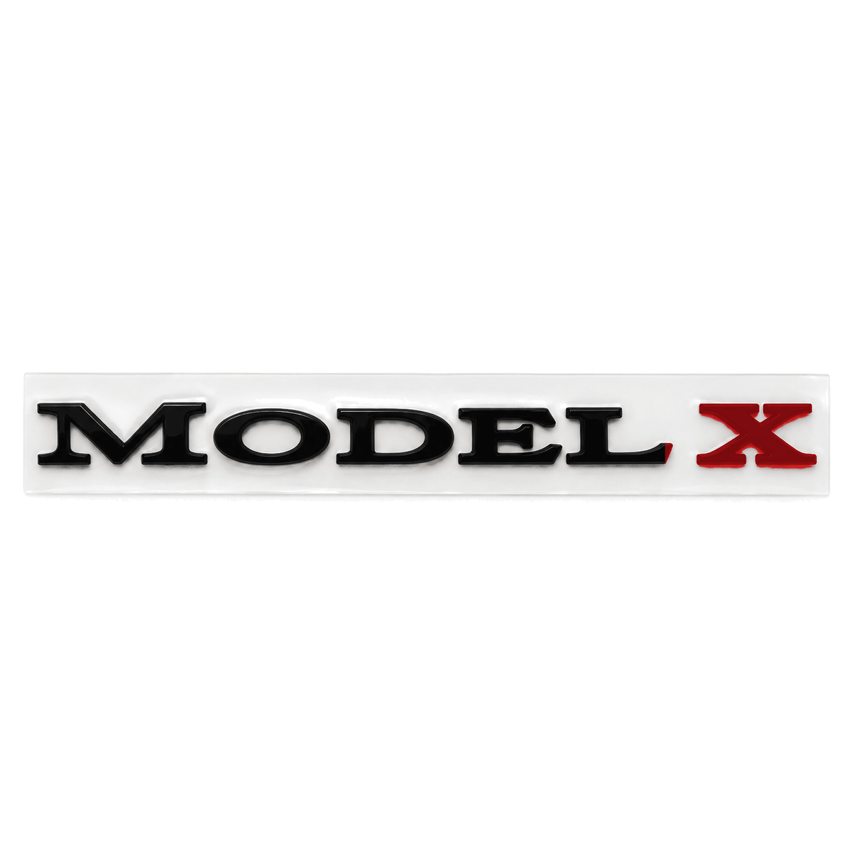 Tesla Model 3/Y/S/X tailgate emblem badge, branded Tesery Official, showing a sleek metallic logo for vehicle customization.