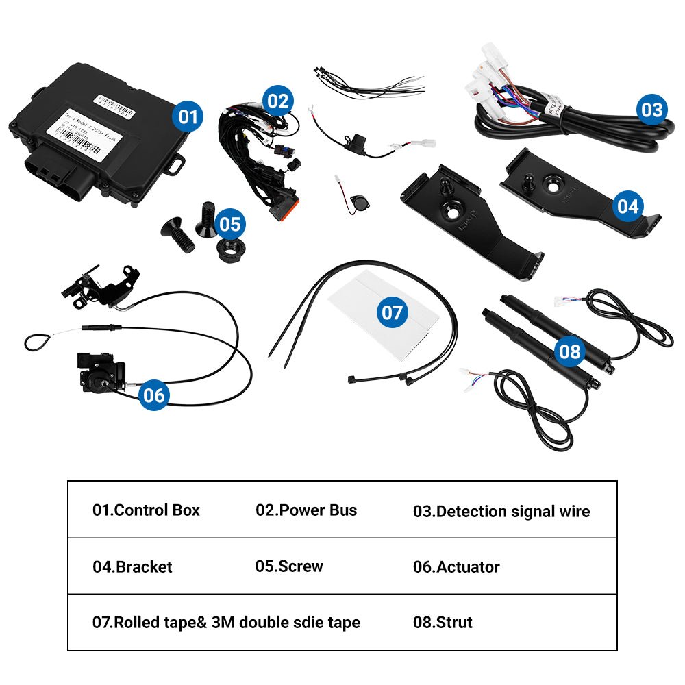 Tesla Model Y Juniper electric frunk system with hands-free automatic opener, upgrade by Tesery for convenient power lift.