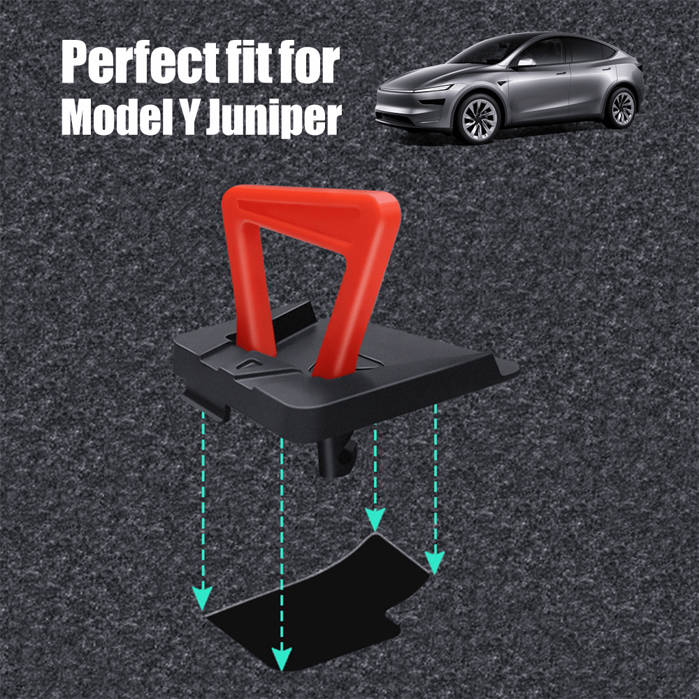 Tesla Model Y rear door emergency release pull handle upgrade in Juniper for 2025+ and 2026+ Model Y, part of configuration enhancement.