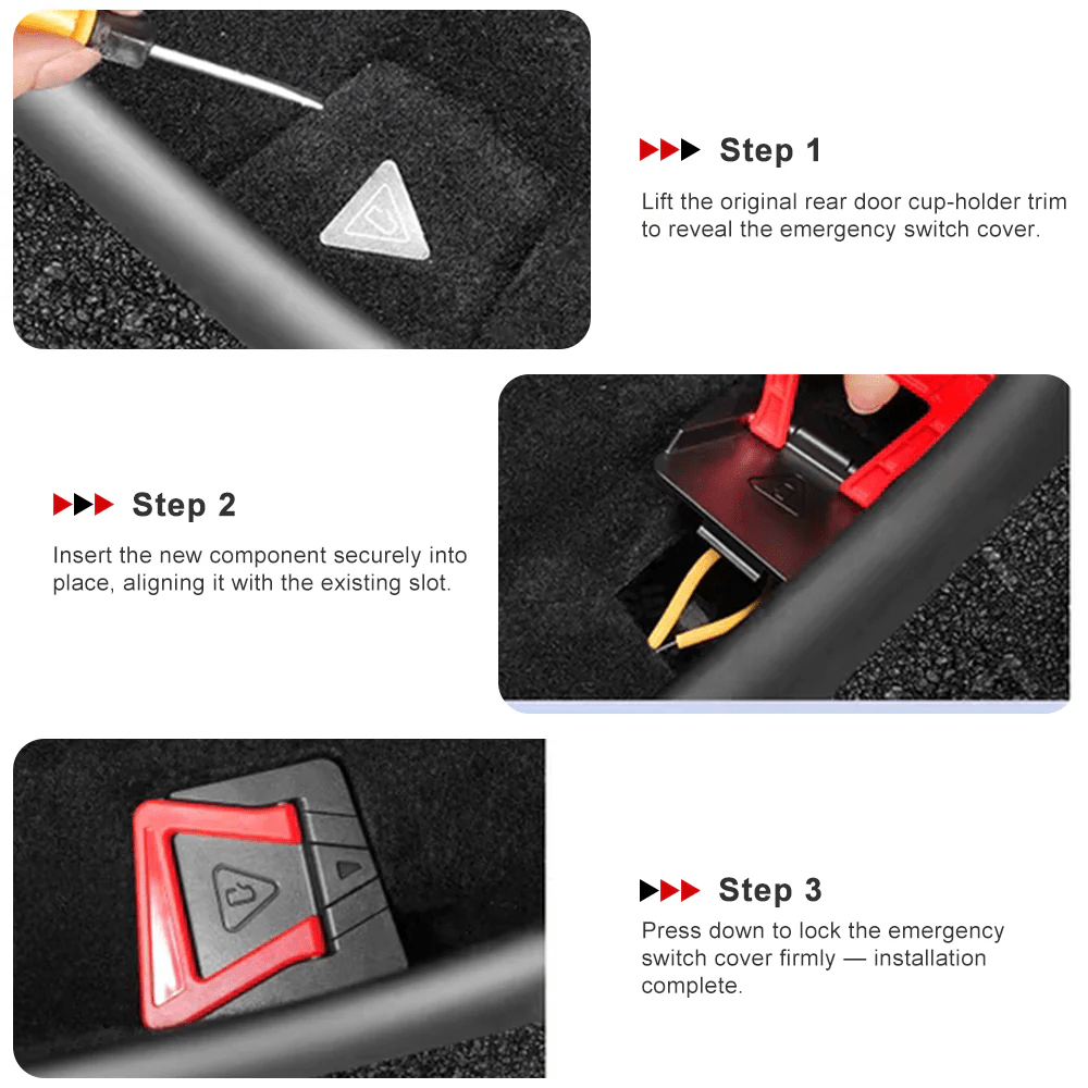 Tesla Model Y rear door emergency release pull handle upgrade in Juniper for 2025+ and 2026+ models, with sleek design and easy access.