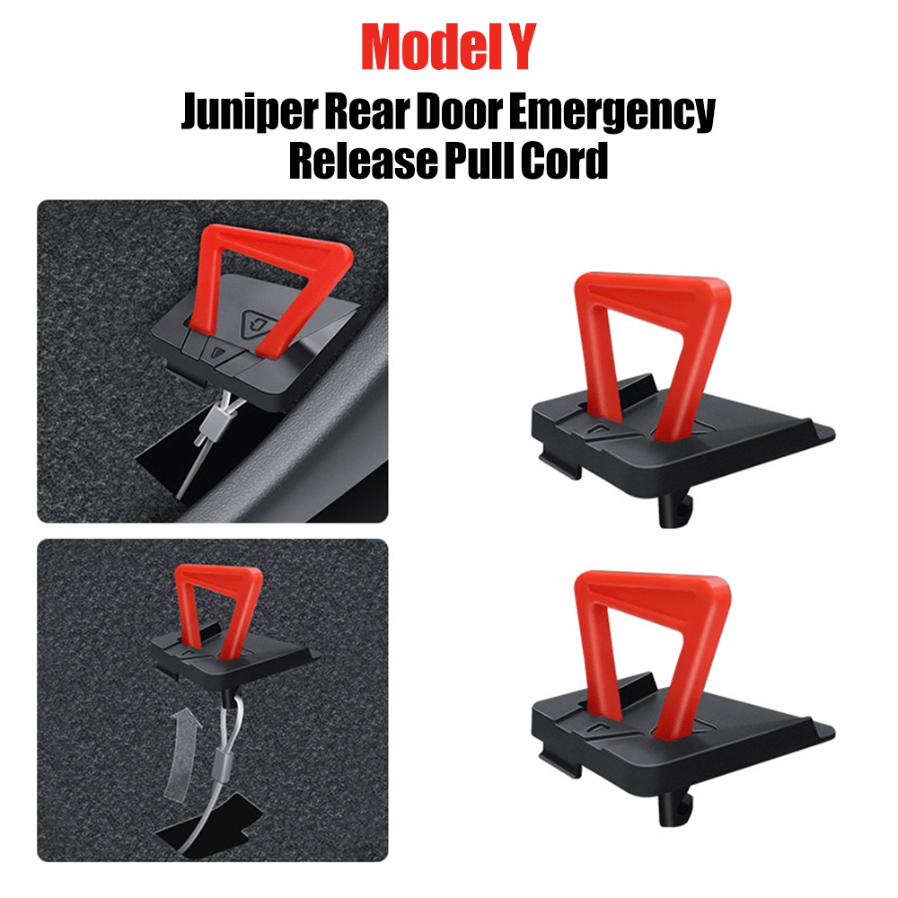 Tesla Model Y rear door emergency release pull handle upgrade for Juniper 2025+ and Model YL 2026+ by Tesery.