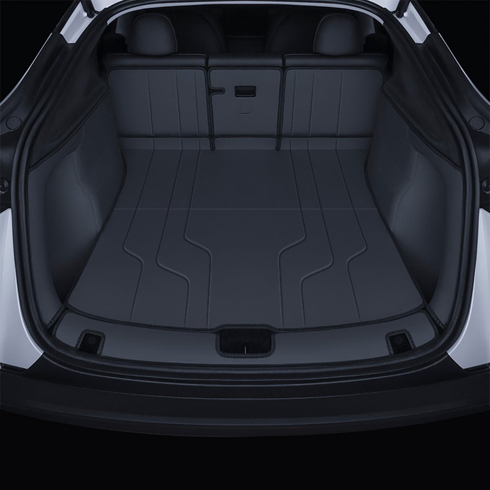 Nappa leather trunk mats for Tesla Model Y Juniper, 7-piece set, durable and stylish interior protection by Tesery.
