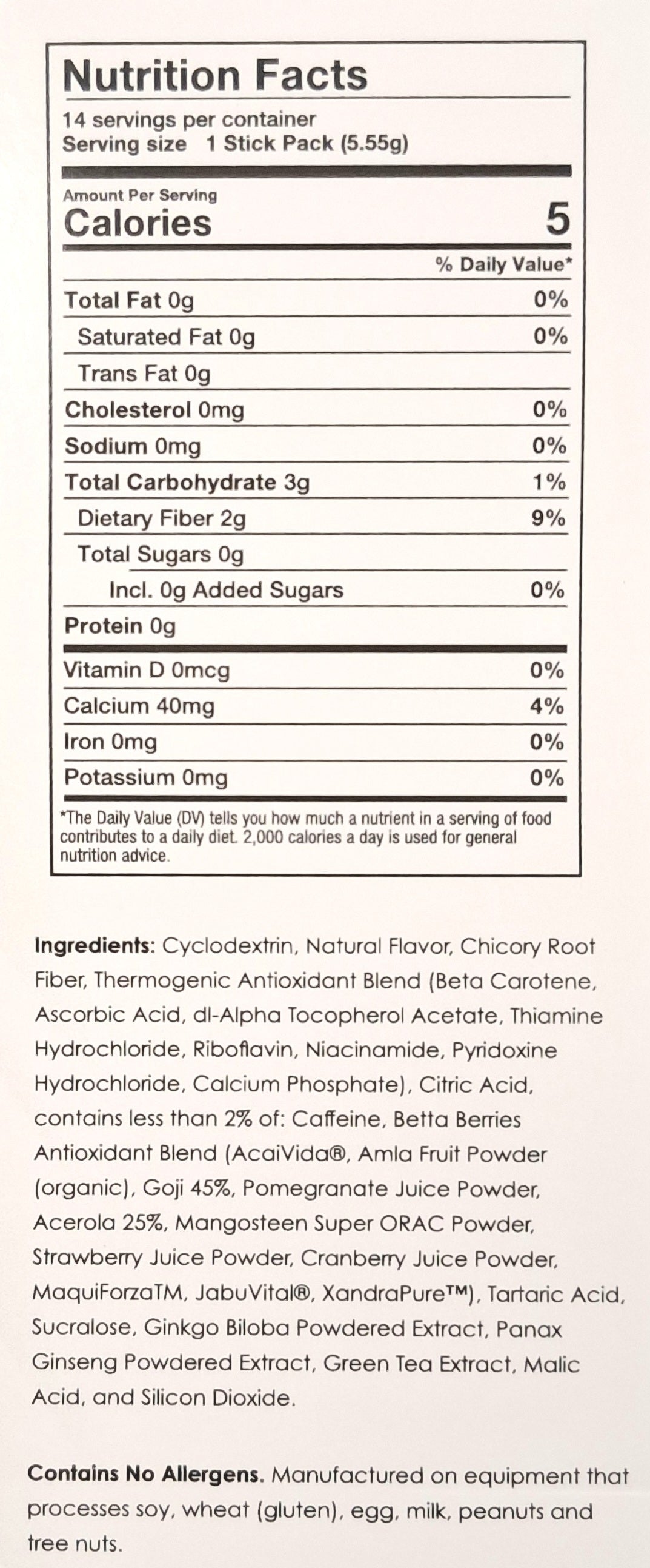 Orange Thermogenic Meta Booster drink by AmBari Nutrition, showing nutritional facts on the label.
