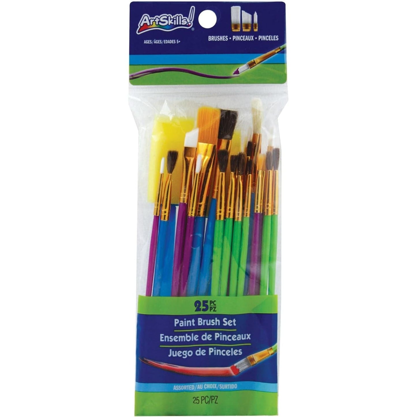 ArtSkills 25-piece paint brush set with various brush sizes, ideal for artists and craft projects.