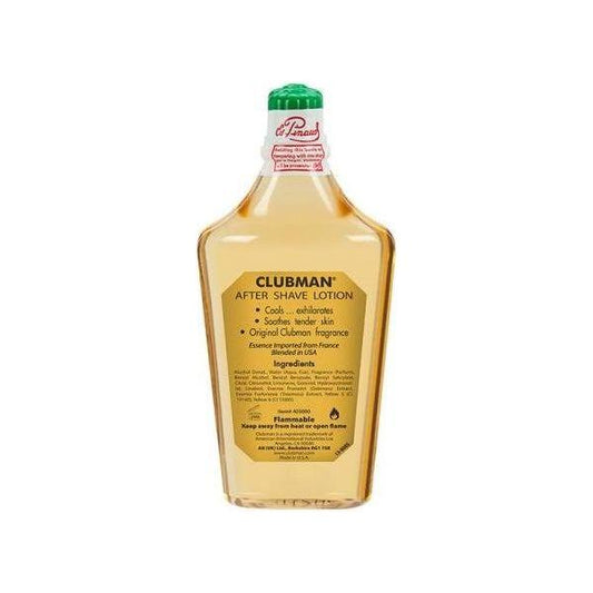 Pasteur Pharmacy Clubman After Shave Lotion Original 6 oz bottle with clear liquid inside.
