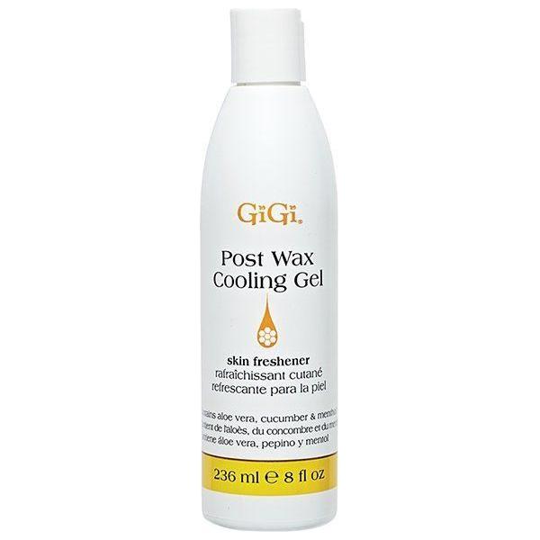 Gigi After Wax Cooling Gel by Pasteur Pharmacy in an 8 oz bottle, soothing and cooling skin after waxing treatments.