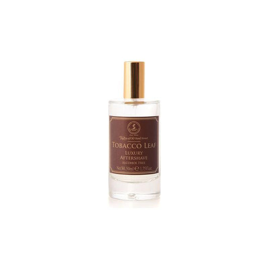 Taylor of Old Bond Street Tobacco Leaf alcohol-free aftershave in a 1.75 fl oz bottle, with a classic, elegant design.