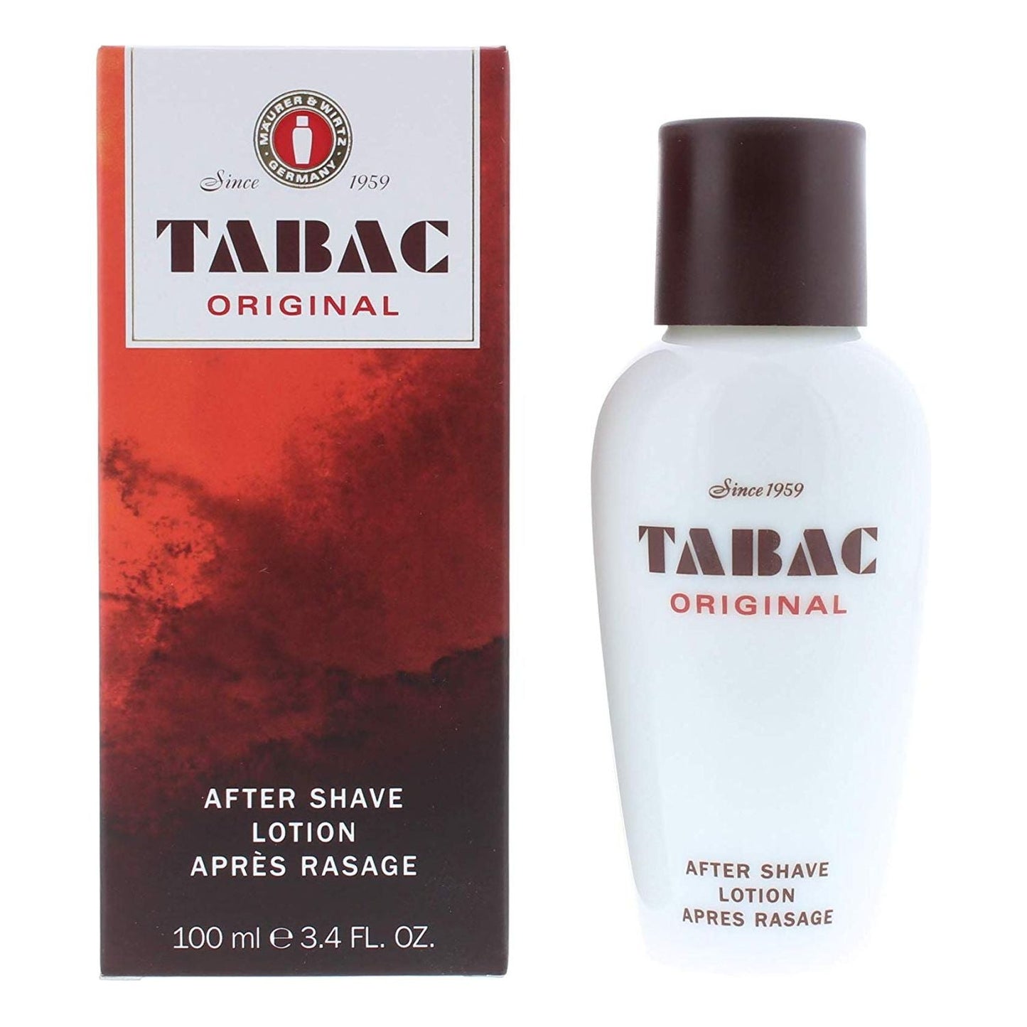 Tabac Original Aftershave Lotion 100ml by Pasteur Pharmacy, showing the bottle with classic packaging and label.