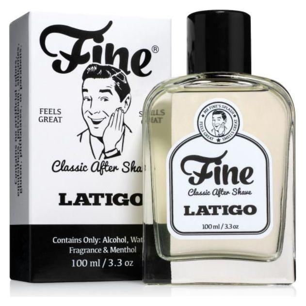 Pasteur Pharmacy Fine Latigo Aftershave Splash in 100ml bottle, showcasing the clear liquid and elegant packaging.