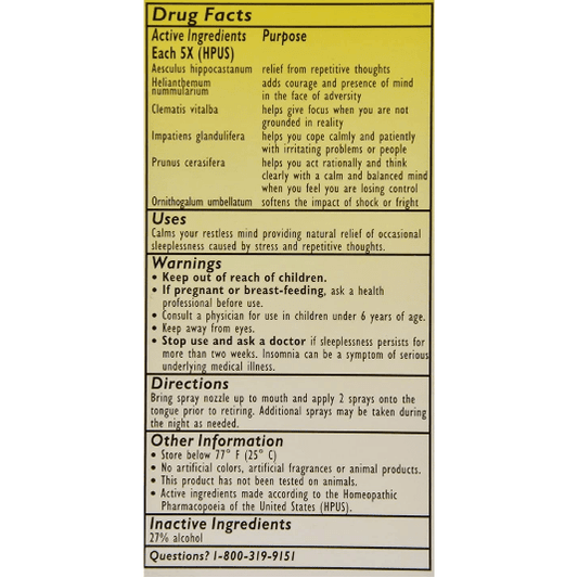 Bach Flower Remedies Rescue Sleep 0.25 oz bottle from Pasteur Pharmacy, with herbal flower remedy packaging and product label.