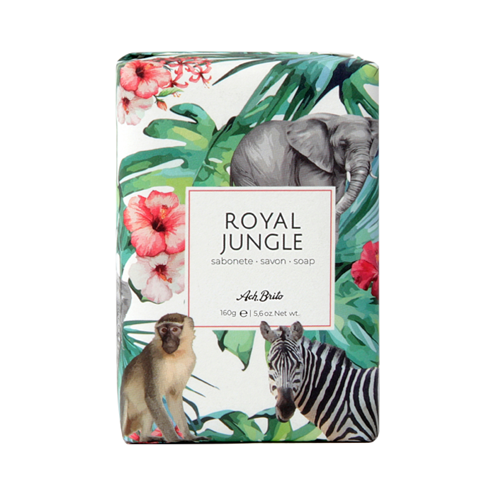 Royal Jungle soap bar by Ach Brito, 160g, with lush jungle-themed packaging, ideal for gentle cleansing.