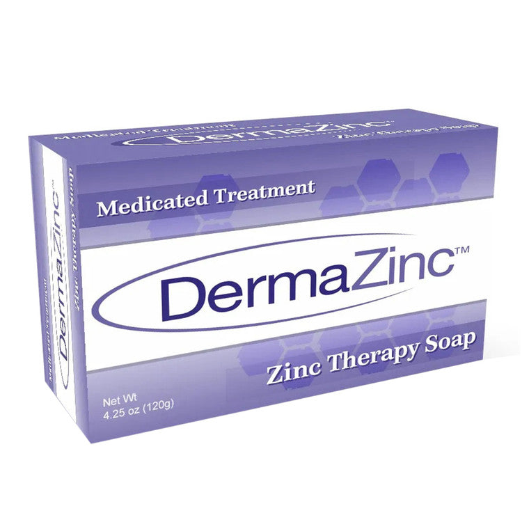 Pasteur Pharmacy Dermazinc Therapy Medicated Bar Soap, 4.25 oz, showing the soap bar with packaging.