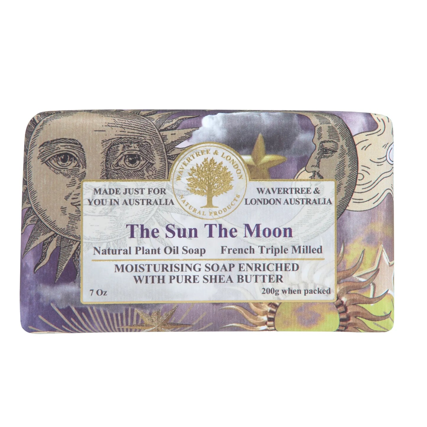 Pasteur Pharmacy The Sun & The Moon artisan bar soap, 7 oz, with natural ingredients and decorative packaging.