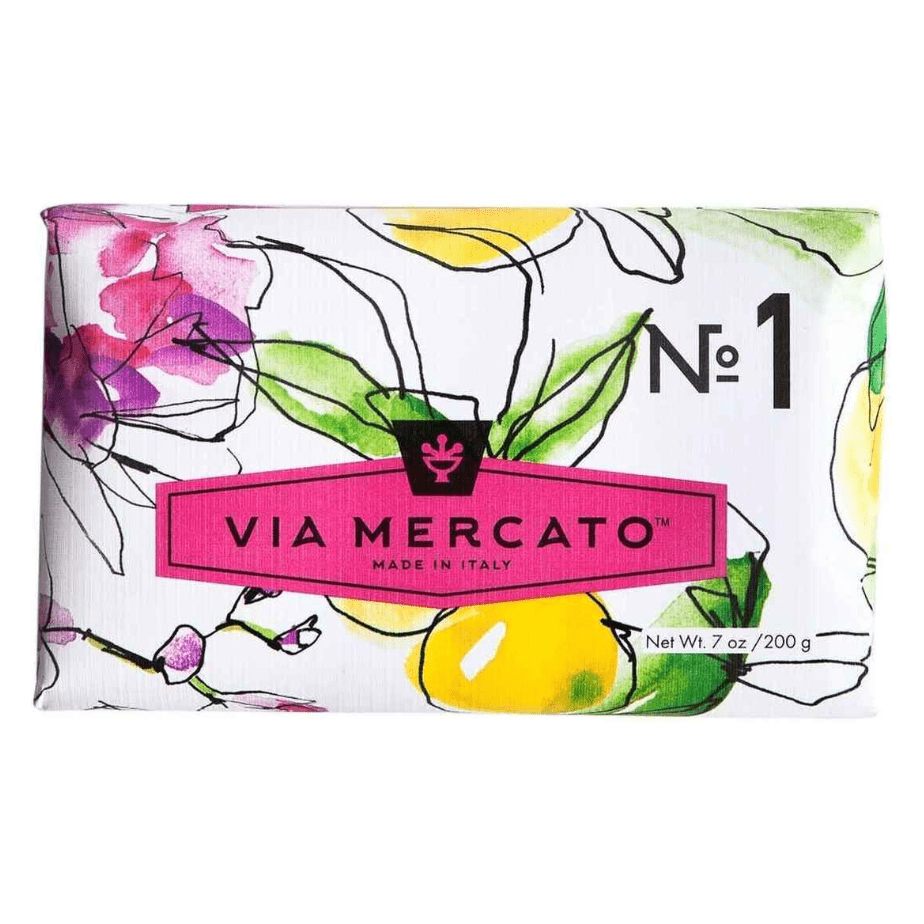 Bar soap by Pasteur Pharmacy with bergamot, patchouli, and rosewood, 7oz, featuring natural ingredients and elegant packaging.