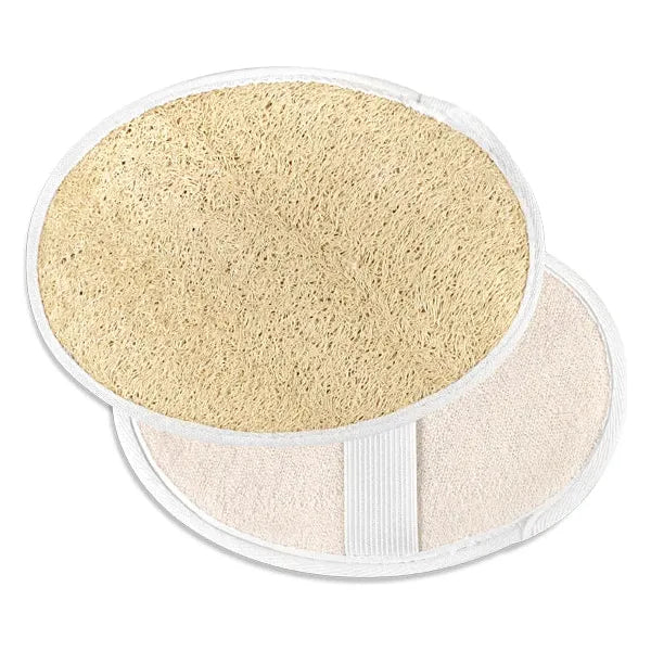 Touch Me Loofah Terry Pad, 5x7 inch bath accessory by Pasteur Pharmacy, soft textured exfoliating bath sponge.