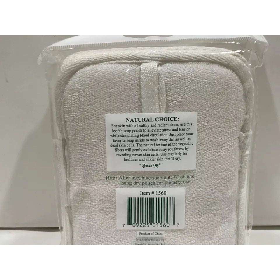 Touch Me Loofah Terry Soap Pouch bath accessory from Pasteur Pharmacy, showing a soft loofah pouch for gentle exfoliation.
