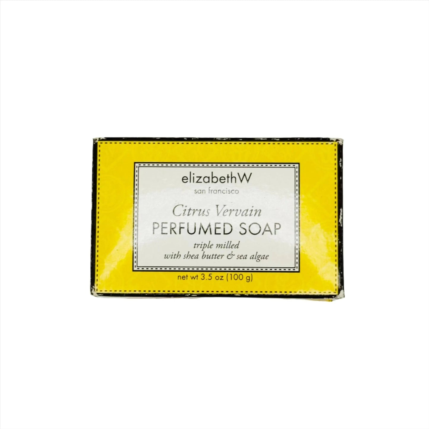 Elizabeth W Citrus Vervain triple milled bath bar soap by Pasteur Pharmacy, showing a white soap bar with citrus and herbal accents.