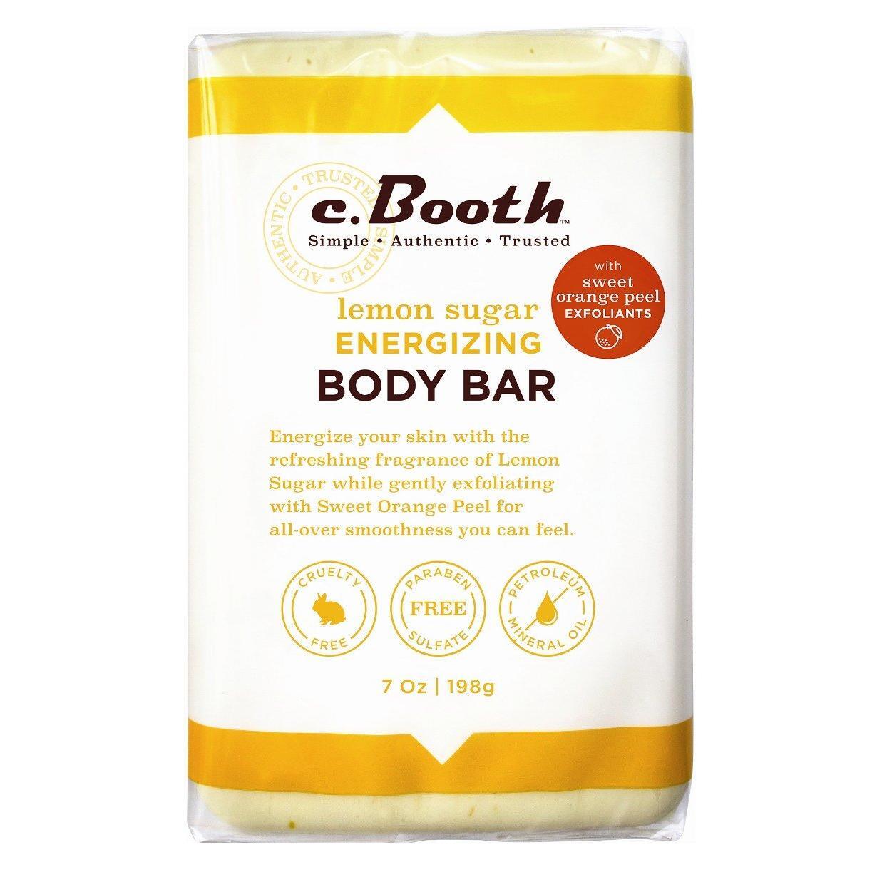 C.Booth Lemon Sugar Energizing Body Bar by Pasteur Pharmacy, 7 oz, featuring lemon scent and nourishing bath and body ingredients.