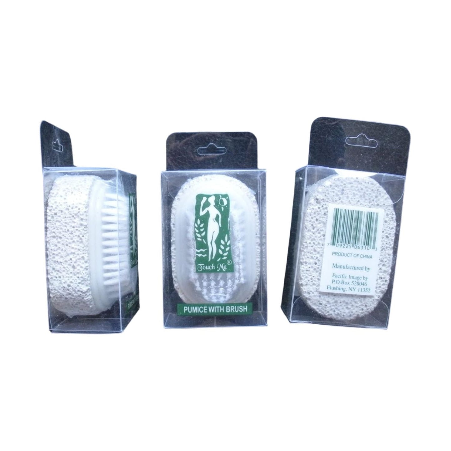 Pumice stone with brush from The Sponge Company for exfoliating and smoothing skin in bath and body routines.