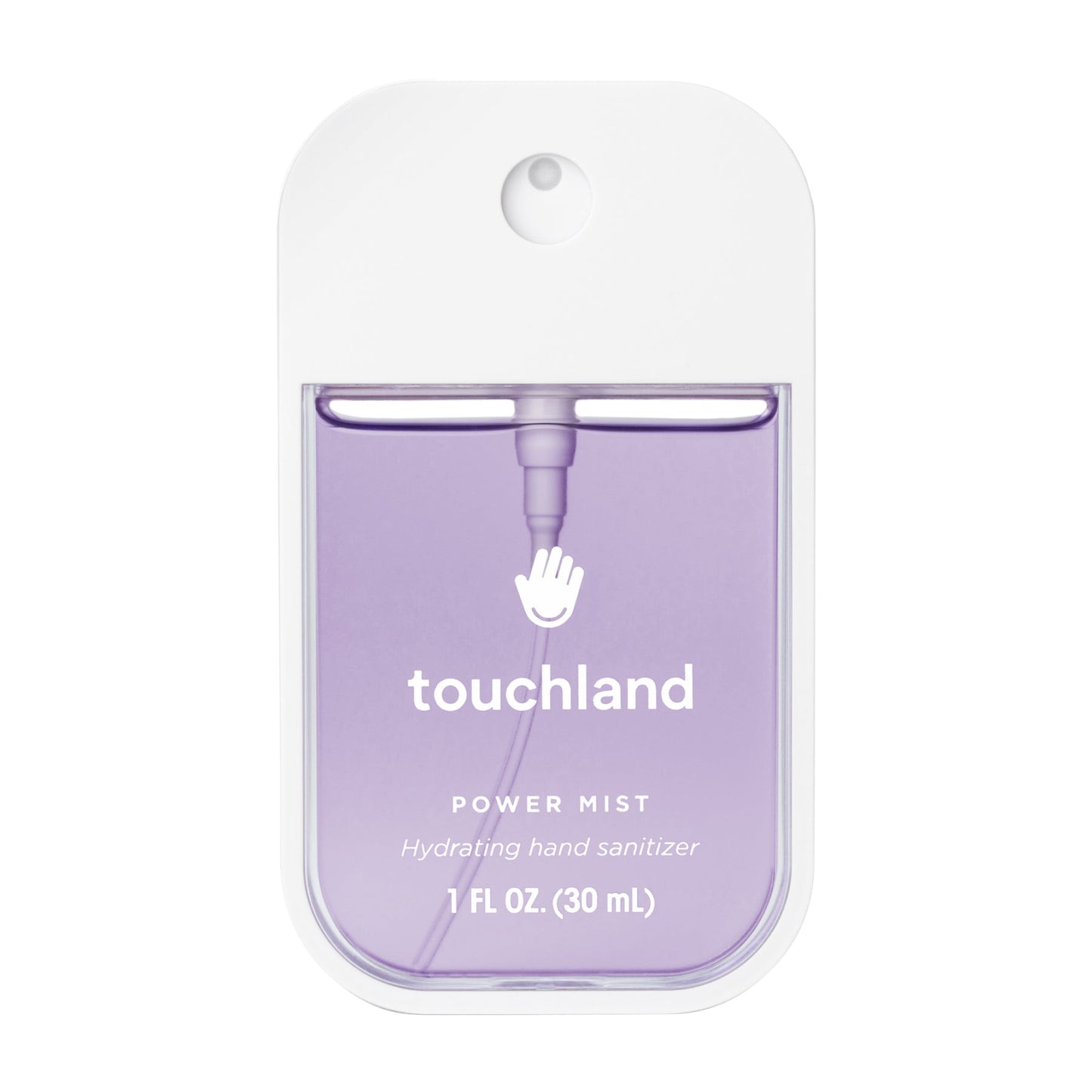 Touchland Pure Lavender Power Mist hydrating hand sanitizer in 30ml bottle from Pasteur Pharmacy, with lavender scent and moisturizing formula.