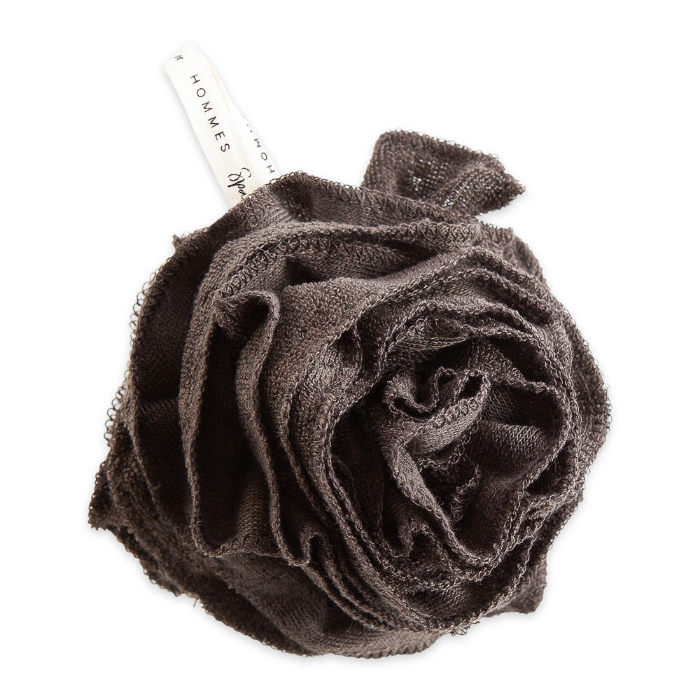Urbana Spa Prive men's bamboo charcoal shower pouf for exfoliating and cleansing in the bath and body collection.