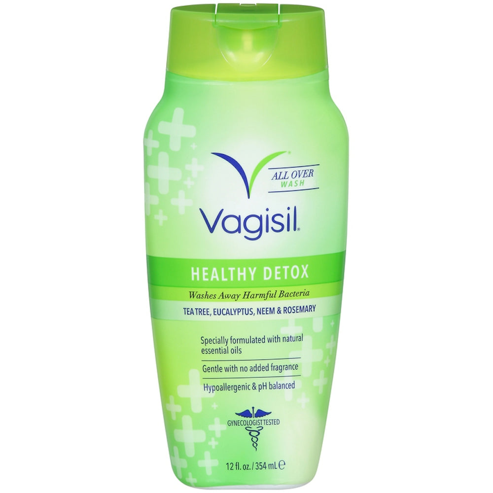 Vagisil All Over Wash Healthy Detox in 12 fl oz bottle, a bath and body product with natural cleansing ingredients by Pasteur Pharmacy.